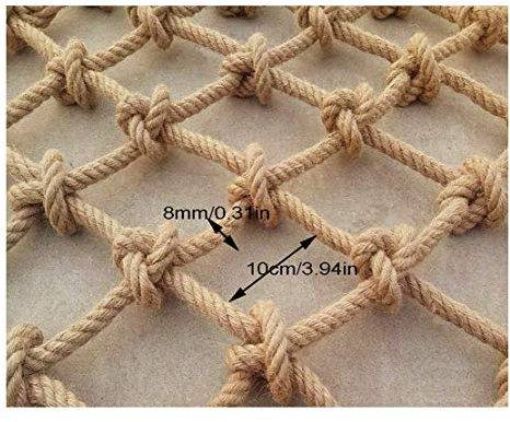 Climbing Netting Mesh Geflochtenes Seilnetz, Hanfseil Kletternetz, Kindertreppe Anti-Fallen Balkon Sicherheitsnetz, Foto Wanddekoration Partition Deckennetz, Hindernisschutz Gartenzaunnetz, 2x2m