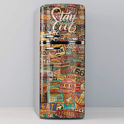 Vinilo Adhesivo Decorativo para Nevera, Especial Libre De Burbujas, Stay Cool (Vintage) (60x185cm)
