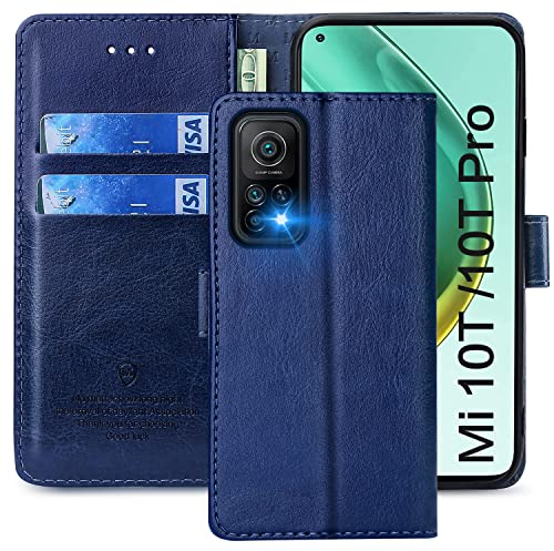 FMPCUON Hülle für Xiaomi 10T / 10T Pro 5G Handyhülle [Standfunktion] [Kartenfach] [Magnetverschluss] Tasche Flip Case Schutzhülle lederhülle klapphülle für Xiaomi 10T / 10T Pro 5G Blau