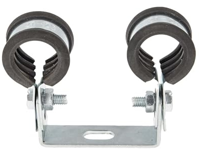 tecuro Doppel-Rohrschelle Ø 42 mm verzinkt, mit Bügel und Gummi Schallschutzeinlage, Gelenkrohrschelle Schraubrohrschelle Rohrbefestigung Rohrhalterung - 520042