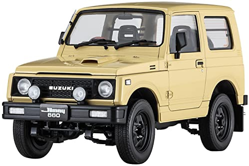 Hasegawa 1/24 Suzuki Jimmy mit Holzlenkrad. Plastikmodellbausatz eines japanischen Jeeps mit 136 Teilen, länge gebaut 144,5 mm/Breite 66,5 mm.