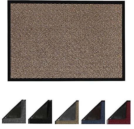 JKZ RUG AND DOORMATS Door Mats Non-slip Barrier Mat Indoor/Outdoor Kitchen Mat Heavy Duty Material Rubber Backed Door Mat Super Absorbent Small Large Barrier Mats Rugs (50 x 80 cm, Brown)