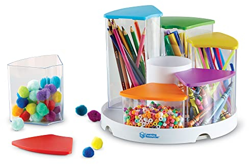 Learning Resources Create-a-Space Durchsichtige Drehbehälter – 14-teiliges Set mit Aufbewahrungsbehältern für das Klassenzimmer, Schulmaterial-Utensilo, Schreibtisch-Utensilo, Stiftehalter