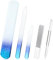 Lanties 5 Pcs Glass Nail File Set Callus Remover Foot Rasp Manicure Tool Include 2 Crystal Glass Nail and 1 Foot File 1 Cuticle Pusher One Nano Shiner Buffer Polisher for Beauty