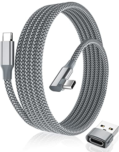 USB C auf Typ C 100W Winkel Kabel 3M mit USB A Adapter,Winkelstecker Schnellladekabel PD Ladekabel für iPhone 16 15,iPad Air 4 5,iPad 10 Pro Mini 6,Samsung Galaxy Tab S9 A54 S24 S23 S10 A13 A14 A21
