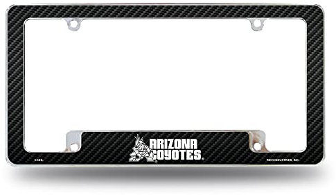 Rico Industries NHL Arizona Coyotes Schwarz 30,5 x 15,2 cm Chrom All Over Automotive Kennzeichenrahmen für Auto/LKW/SUV