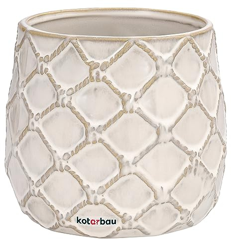 KOTARBAU® Keramik-Blumentopf ⌀ 125 mm Übertopf Hell mit Ananas-Motiv