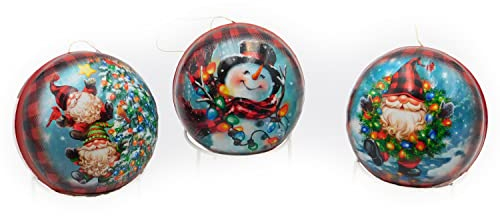 Nestler Weihnachtskugeln aus Pappe zum Füllen Serie Weihnachtswichtel - Christbaumkugeln Set aus 3 Motiven (8 cm)