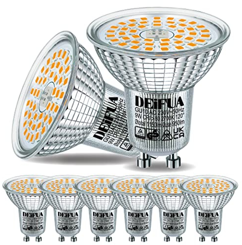 DEIFUA GU10 LED Lampe Warmweiß 2700K 9W 1150 Lumen Ersetzt 120W PAR16 Halogen Leuchtmittel, 6er-Pack, Nicht Dimmbar Reflektorlampen, Flimmerfrei Strahler, Abstrahlwinkel 120° Spot Birnen
