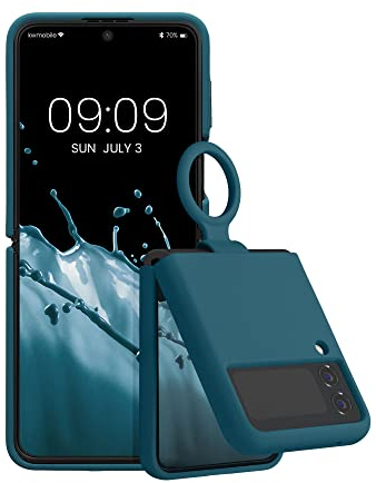 kwmobile Flip Soft Case kompatibel mit Samsung Galaxy Z Flip4 - Silikon Hülle für Foldable Handy - Handyhülle in Petrol matt