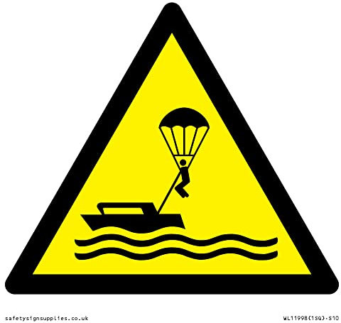S10 W063 Panneau d'avertissement : parasailing 100 x 100 mm