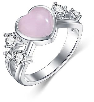 VONALA Rose Damen-Ring aus 925er-Sterlingsilber, offener Ring aus schwarzem Kristall/rosa Opal/Zirkon, verstellbar, sicherer hypoallergener Silberschmuck, Geschenk mit Box für Geburtstag, Jahrestag