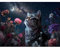 EOBROMD Diamond Painting Katze, 5D Diamant Painting Bilder Erwachsene Blume, DIY Mond Diamant Malerei Set für Wanddekoration 30x40 cm