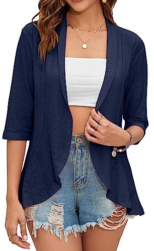 HANERDUN Boléro pour Femmes Boléro de Cérémonie Élégant Cardigan à Manches Courtes 3/4 Cache-Nez à Œillets Ouverts