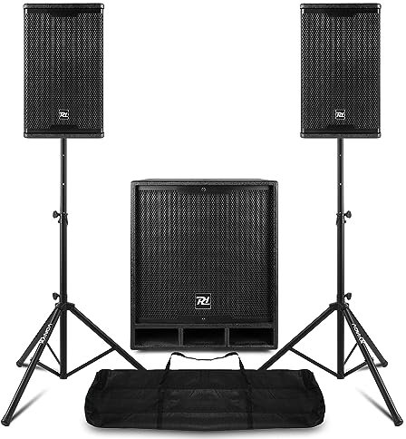 Power Dynamics PD1500 Active PA Speaker Kit with 15 Subwoofer, Two 8 Satellite Top Speakers, Bluetooth, DSP Presets and Speaker Stands - Ideal DJ Set for Events, Halls & Mobile Performances
