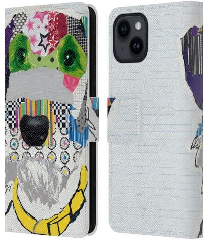 Head Case Designs Offizielle Michel Keck Fox Terrier Hunde Leder-Wallet-Hülle Kompatibel mit Apple iPhone 15