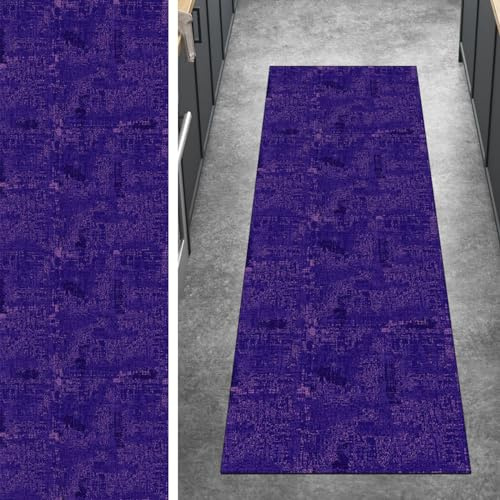 Ymural Läufer Flur rutschfest Teppich Küche 50x200CM Lila rutschfest Lang Abstrakt Meterware Kurzflor Polyester Korridor Schlafzimmer, Anpassbar