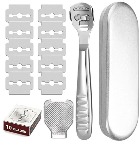 Stainless Steel Pedicure Foot File, Professional Callus Remover for Dry and Wet Feet, Hard Skin Remover, Foot Rasp Kit for Soft & Smooth Heels Argent