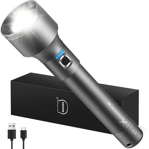 MIAOKE 250,000 Flashlights High Lumens, IPX7 & Zoomable XHP-90 Led Super Bright Rechargeable Flashlight with 3 Lighting Modes for Home, Hunting, Camping, Emergencies-Best Gift for Man-DiscoverPro