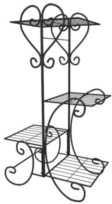 Jardinera de metal, vintage, soporte for plantas de interior, escalera for flores con 4 estantes, jardinera for plantas en maceta de terraza jardinera negra de medio arco jardinera ( Color : Black , S