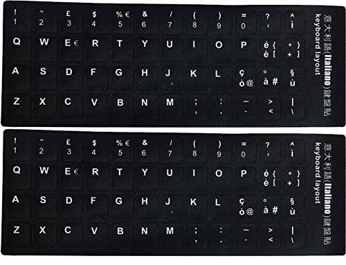 Stakee Adesivi Universali per Tastiera Italiana 2 Pezzi Adesivi per Tastiera per Computer Lettere 'Alfabeto per Computer Portatile Notebook Desktop