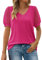 Offerta Lampo Bluse Donna Eleganti Rosa Maglietta Nera Bambina Manica Corta Crop Top Donna Cotone Camicia Donna Elegante Fantasia Camicetta con Maniche Trasparenti Mio Ordine in Offerta