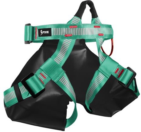 FIXE - Arnés CANYON para Barranquismo Talla Única con Hebillas de Bloqueo, Costuras Rojas de Seguridad y Zonas Reforzadas, Bolsa Transpirable, Cintura Ajustable hasta 120 cm, Certificado EN12277