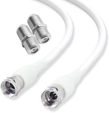 Garnirise 1.2m RG6 Coaxial TV Aerial Cable Connectors Set F Male to F Male High Speed Sky Satellite Cable Extension Kit for Cable Box, TV, Satellite, Digital Router