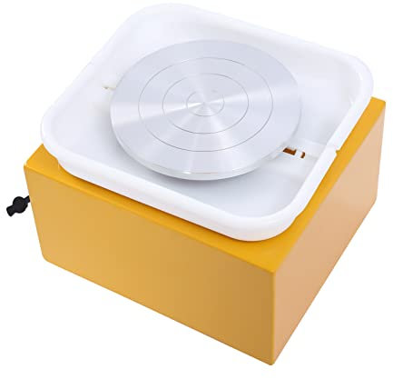 PansyWind Mini Elektrisch Töpferscheibe Elektrisch Töpfermaschine mit Tonwerkzeuge 24W 2000U/min Töpfer-Heimwerker für Beginners und Kinder (Gelb)