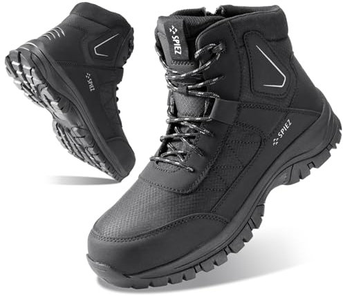 SPIEZ Scarpe Antinfortunistiche Uomo S3 Stivali Antinfortunistica Antiscivolo Antistatici Scarponi da Lavoro Scarpe da Lavoro Impermeabili Nere EU 40-46
