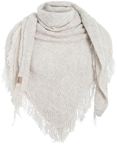 KNIT FACTORY - Dreiecksschal Amber - Damen Strickschal mit Wolle - Umschlagtuch für den Herbst und Winter - Winterschal - Dreieckstuch - Hochwertige Qualität - XXL Schal - 190x85 cm - Beige