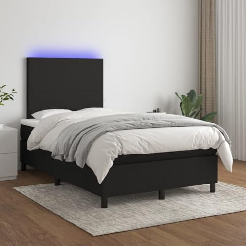 Juroupi Boxspringbett mit Matratze & LED Schwarz 120x200 cm Boxspringbetten Bett Boxspringbett Bett Mit Matratze Boxspringbett Mit Matratze Stoff - 3134703