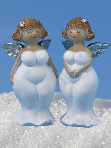 Pommerntraum ® |2-er Set Dekofiguren Molly-Engel Weihnachtsengel Schutzengel Glücksengelchen Engel Rubensengel Rubensfiguren (3)