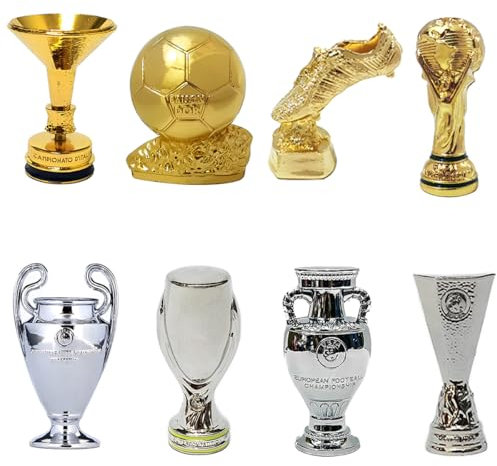 YYDSTES Mini Trofeo dei Campioni di Calcio Modello in Metallo Modelli di Trofei della Lega di Calcio Ad Alta Simulazione Collezione di Fan Souvenir Ornamenti per Il Desktop Regali Creativi,D,8pc