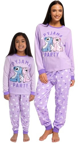 Disney Lilo Und Stitch Schlafanzug | Familien Schlafanzug | Mädchen Schlafanzug Mutter Tochter | Stitch Und Angel Pyjama Für Mädchen | Lila 140