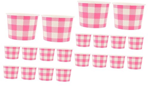 Ciieeo 2 Sätze Eisbecher Eiskugelbecher Pappbecher Puddingbecher Lebensmittelbehälter Zum Mitnehmen Dessertbehälter Pappbecher Für Suppe Rosa Papier 10 Stück * 2