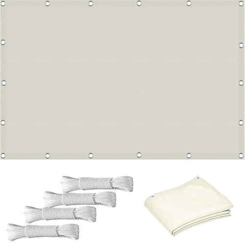 Grande tenda da sole impermeabile 3,7 x 5 m, con corda inclusa, resistente ai raggi UV, per giardino e balcone, beige