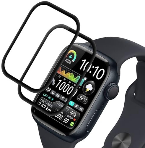 Elecshion Panzer Schutzfolie Glas für Apple watch Series 6/5/4/SE 44mm, 2 Stück Tempered Glass, HD Glas Displayschutz, 9H Härte, Anti-Kratzen, 0.33mm Ultra-klar, Panzerfolie