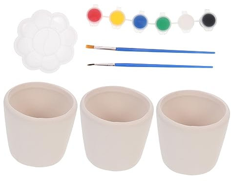 SHINEOFI DIY Small Flowerpot Blank Ceramic for Boys and Girls Painting Material Boy Girl Unfinished Vase Hand Craft Paint for Flower Pots