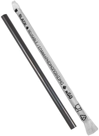 VEPATIM 1500 Trinkhalme Kunststoff PP Mehrweg schwarz einzeln gehüllt 200 mm Ø 6mm