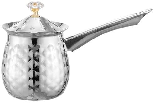 Hperu Türkische Kaffeekanne, 400 ml/14oz Edelstahlmilch und Kaffeewärmer -Schmelztiegel, Kaffeekanne mit Adlerausstrich, Nicht -Slip -Milchwärmer mit Griff & Deckel für Herdobertdeckel