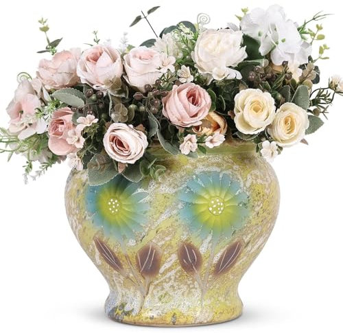 LONGDUOU Ceramic Hand-Painted Succulent Plant Pot, Pottery Plant Pot for Indoor and Outdoor Plants, for Home and Office, Modern Plant Pot for mid-Century Plant Stand, Garden Drainage Hole Ceramic Plan