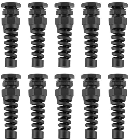 TA-VIGOR 10Pcs PG9 Cable Gland 4mm-8mm Wire Hole Waterproof Nylon Connector Joint Adjustable Locknut with Strain Relief Black
