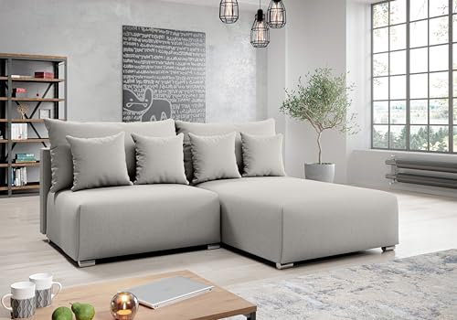 AXLIVING Ecksofa mit Schlaffunktion Ederra 208 cm breit – hellgrau R
