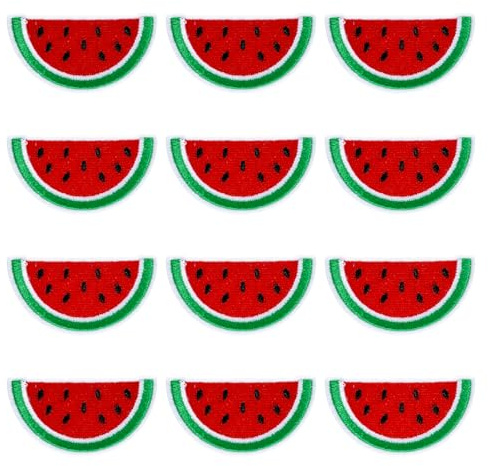 12 x Wassermelonen Aufnäher zum Aufbügeln Wassermelonen Bestickte Aufnäher Bestickte Obstmotiv für Kleidung Jacken Hüte Rucksäcke Jeans Accessoires