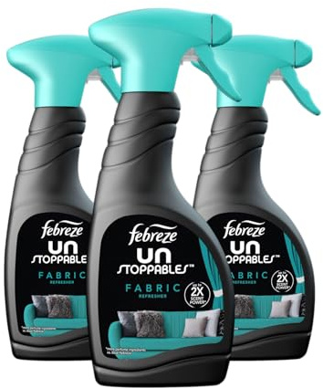 Febreze UNSTOPPABLES Fabric Freshener Spray Bundle – 3 x 500ml FRESH Scent | Extra Strength Odour Eliminator for Fabric & Carpet | Water-Based Formula | 2x Power vs Regular Febreze