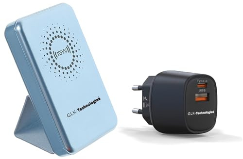 Set di ricarica rapida magnetico induttiva power bank 10000 mAh + caricabatterie da 33 W + 2 cavi (USB a USB) Cavo USB C a Lightning compatibile con iPhone, Samsung, Huawei