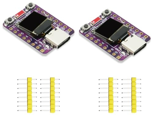 AYWHP 2PCS ESP32-C3 Entwicklungsboard mit 0.42inch OLED Display,ESP32-C3 ESP32 Mini Modul Unterstützt 2.4G WiFi Bluetooth 4MB Flash mit Type C USB Port für die IoT-Entwicklung