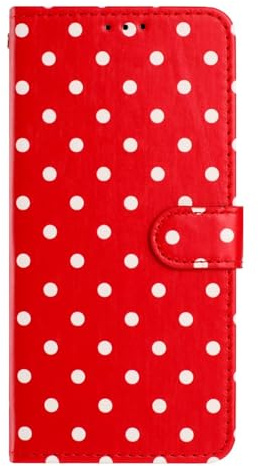 TUUNKMUY Cover per Xiaomi Redmi 9A Punto d'Onda Custodia Antigraffio Cover PU in Pelle Portafoglio Libro Slot Carte, Custodia in Pelle Sintetica Funzione Stand per Xiaomi Redmi 9A Rosso