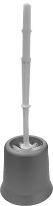 Amig - Escobillero Redondo - Ø13 x 40 cm - Nylon y PVC - Color Gris y Blanco - Escobilla de Baño Moderna y Duradera - Estilo Minimalista con Acabado Sofisticado